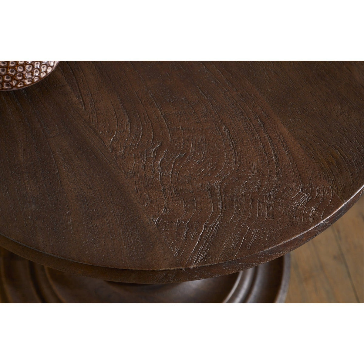 Laya Carved Wood Side Table - Chocolate Brown