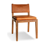 Kusa Mango Wood & Leather Dining Chair - Aged Tan