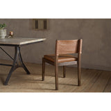 Kusa Mango Wood & Leather Dining Chair - Aged Tan