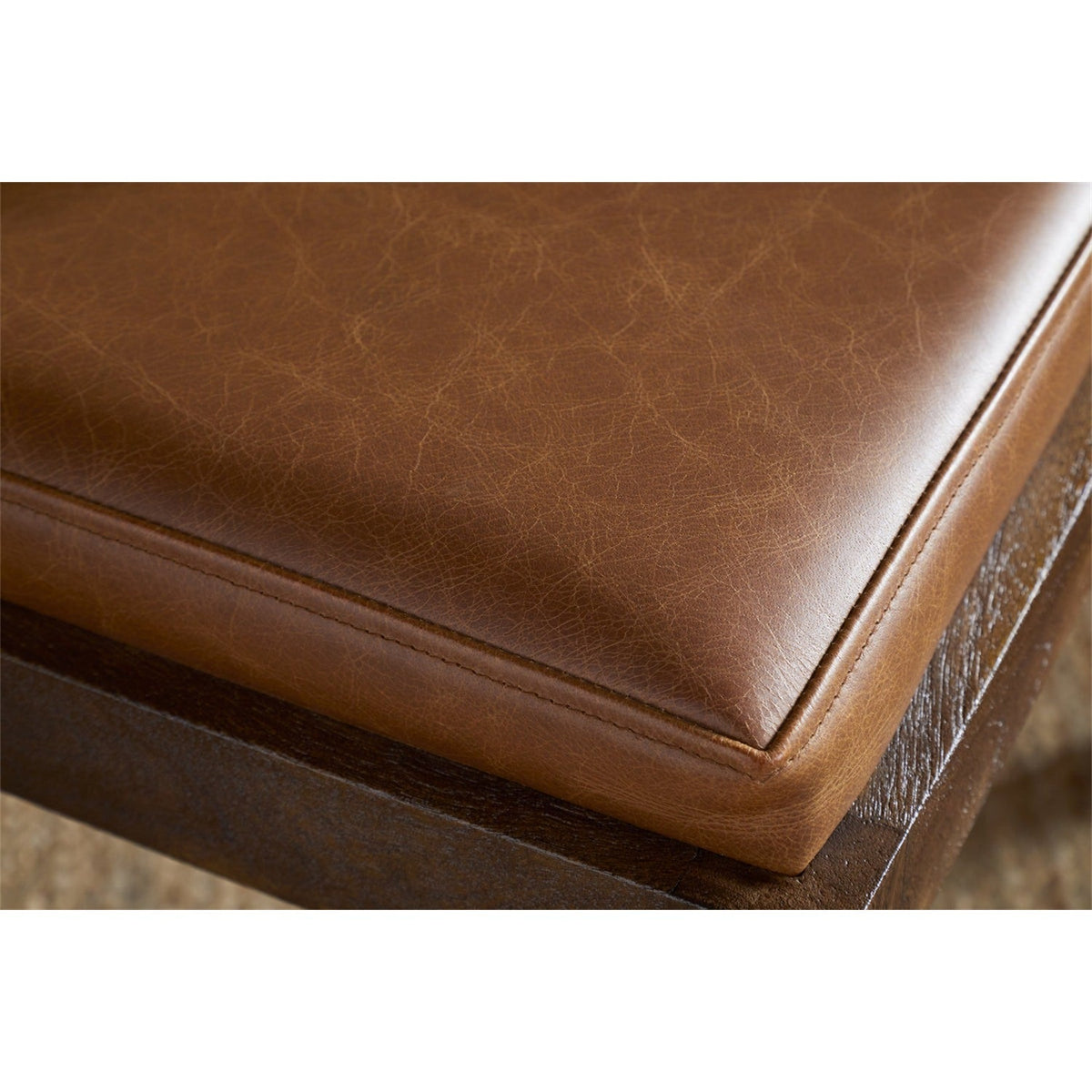 Kusa Mango Wood & Leather Dining Chair - Aged Tan
