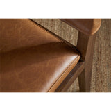 Kusa Mango Wood & Leather Dining Chair - Aged Tan