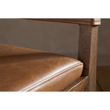 Kusa Mango Wood & Leather Dining Chair - Aged Tan