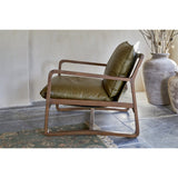 Baloo Acacia Wood & Leather Armchair - Olive Green