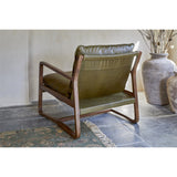 Baloo Acacia Wood & Leather Armchair - Olive Green