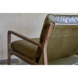 Baloo Acacia Wood & Leather Armchair - Olive Green