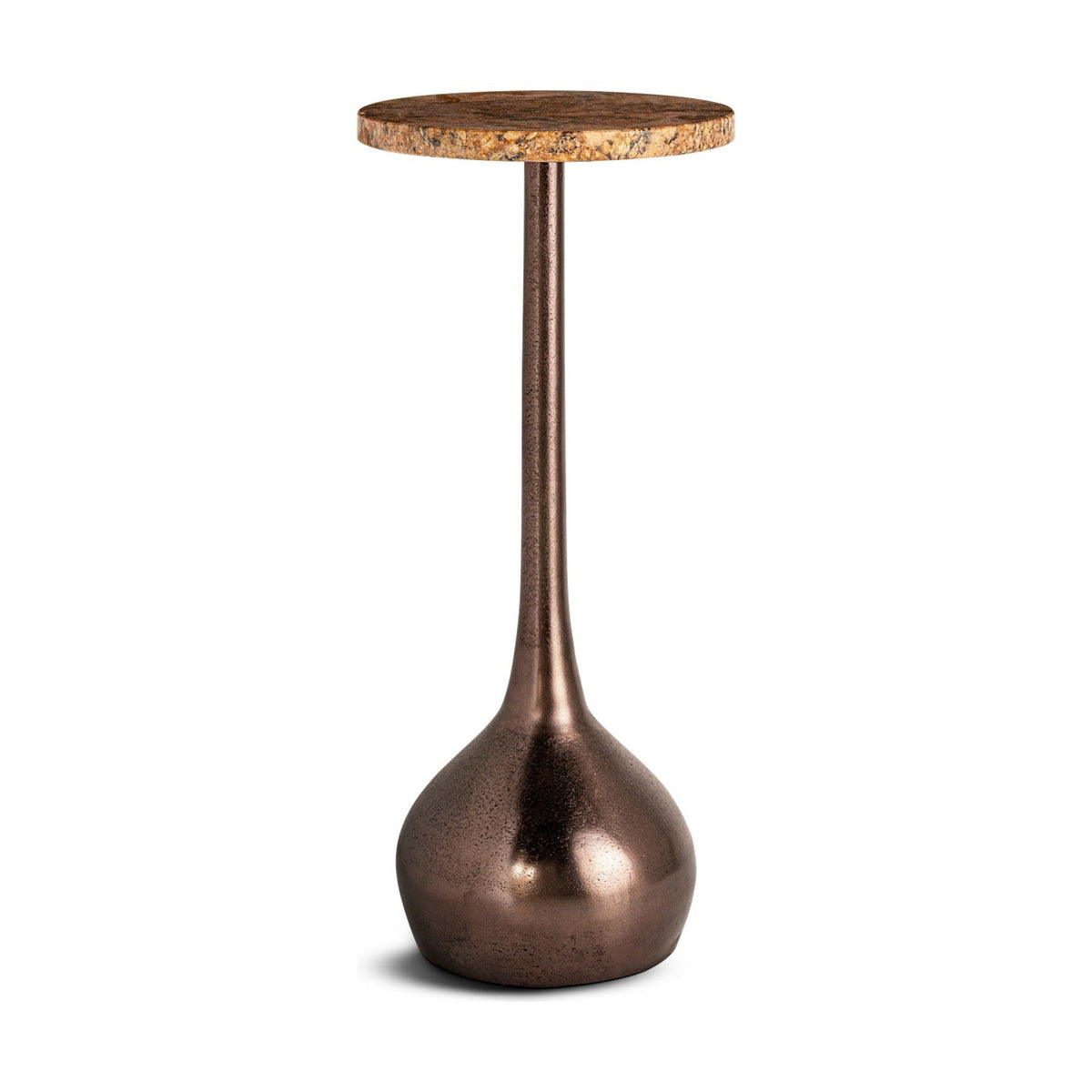 Israj Marble & Aluminium Side Table - Aged Black