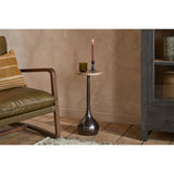 Israj Marble & Aluminium Side Table - Aged Black