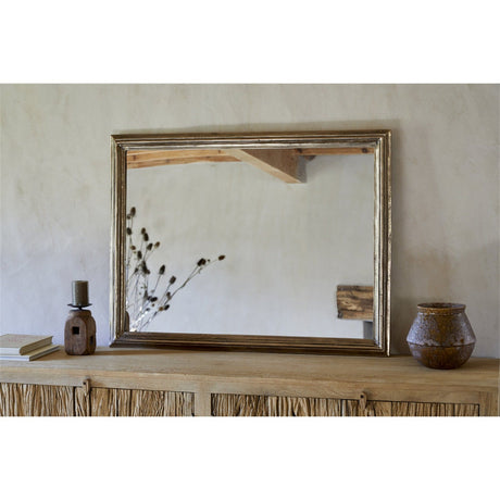 Yamuna Large Rectangular Wall Mirror - Aged Antique Brass