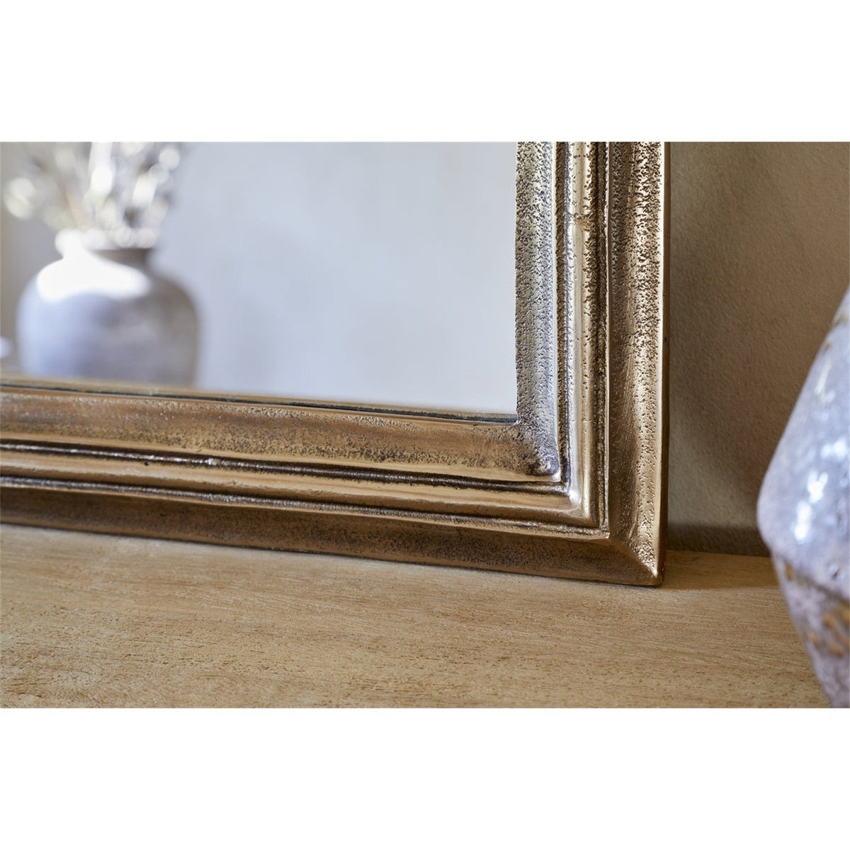 Yamuna Large Rectangular Wall Mirror - Aged Antique Brass