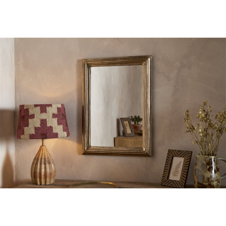 Yamuna Small Rectangular Wall Mirror - Aged Antique Brass