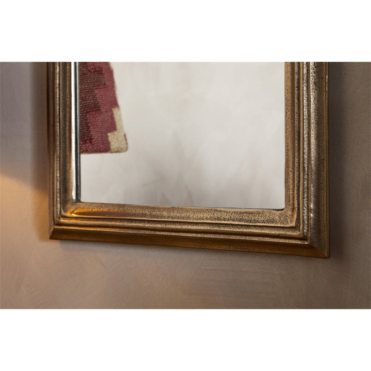 Yamuna Small Rectangular Wall Mirror - Aged Antique Brass