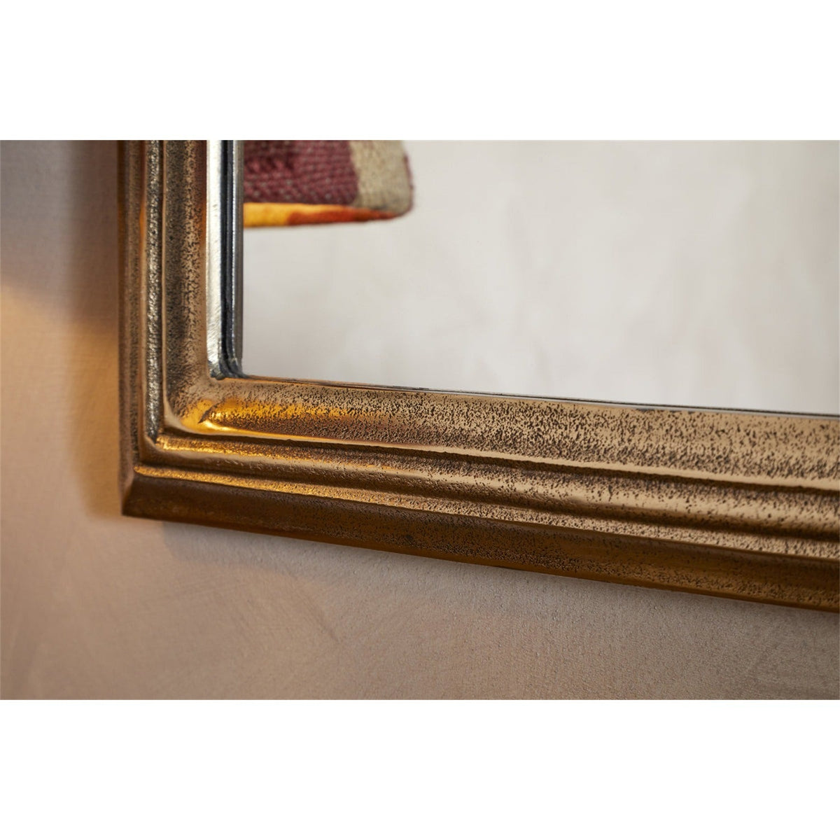 Yamuna Small Rectangular Wall Mirror - Aged Antique Brass