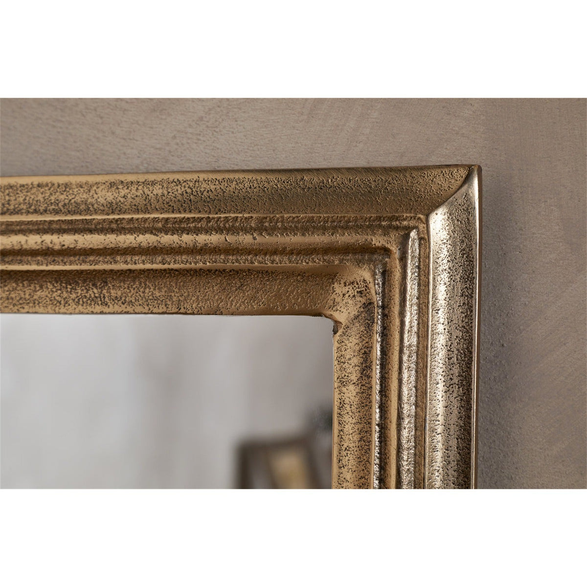 Yamuna Small Rectangular Wall Mirror - Aged Antique Brass