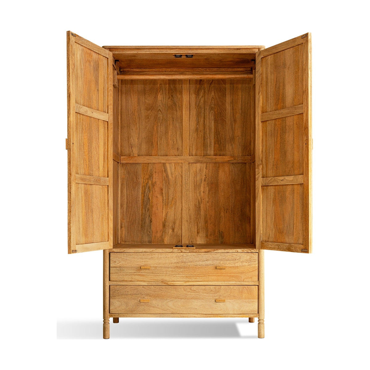 Sri Sandblasted Mango Wood Wardrobe - Natural