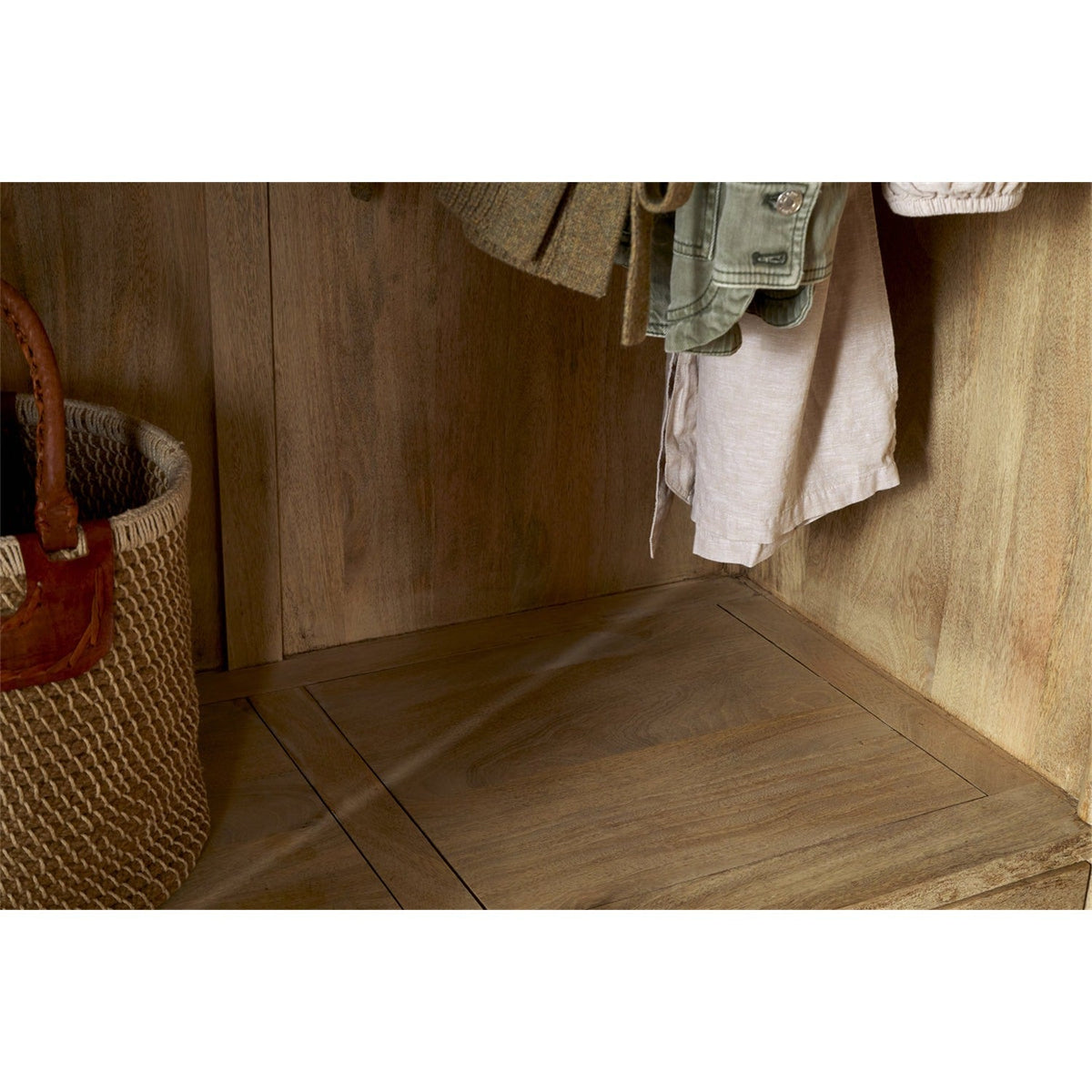 Sri Sandblasted Mango Wood Wardrobe - Natural