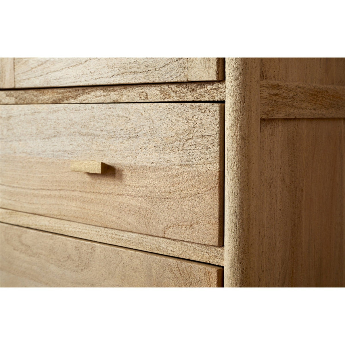 Sri Sandblasted Mango Wood Wardrobe - Natural