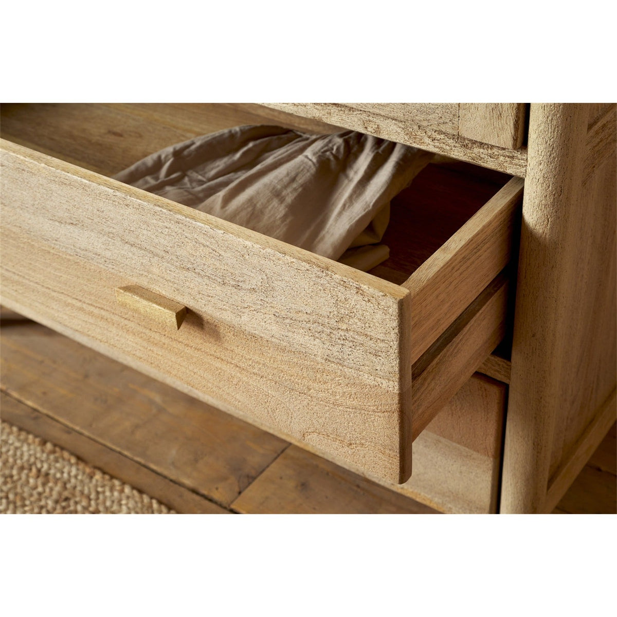Sri Sandblasted Mango Wood Wardrobe - Natural
