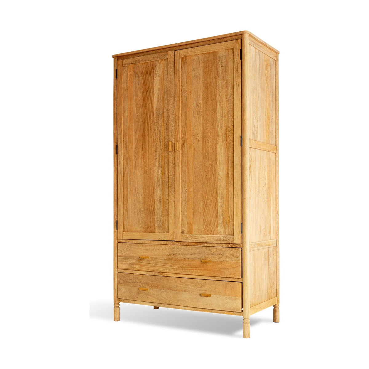 Sri Sandblasted Mango Wood Wardrobe - Natural