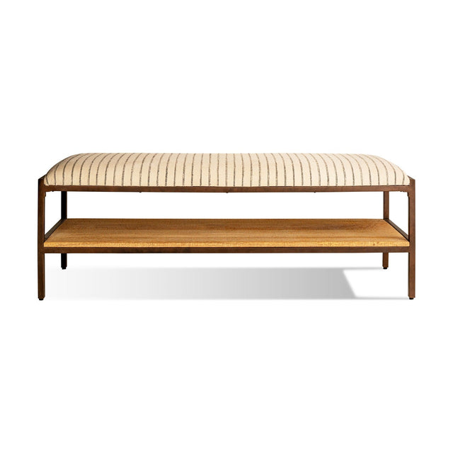 Sanja Cotton Upholstered Bench - Charcoal & Natural
