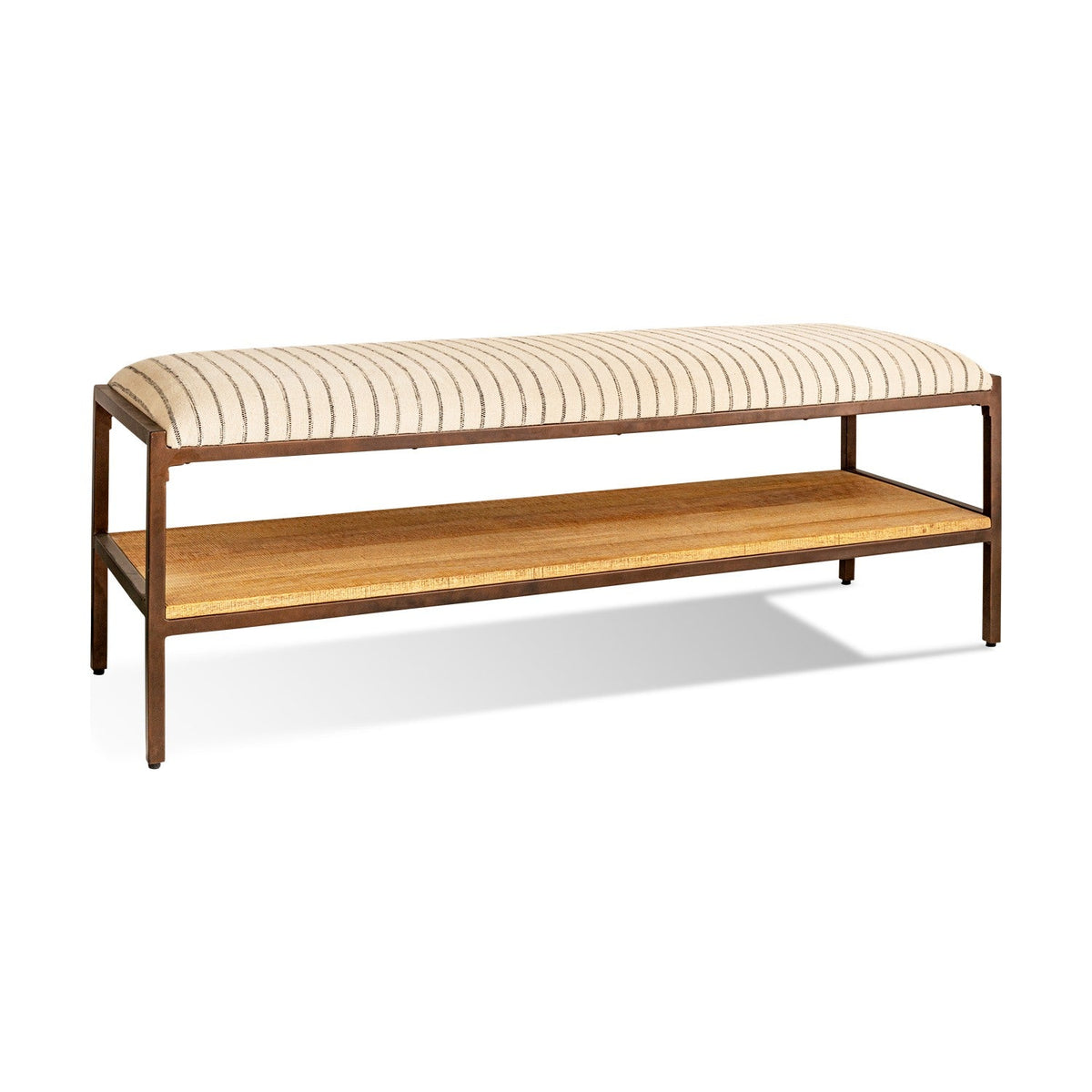 Sanja Cotton Upholstered Bench - Charcoal & Natural