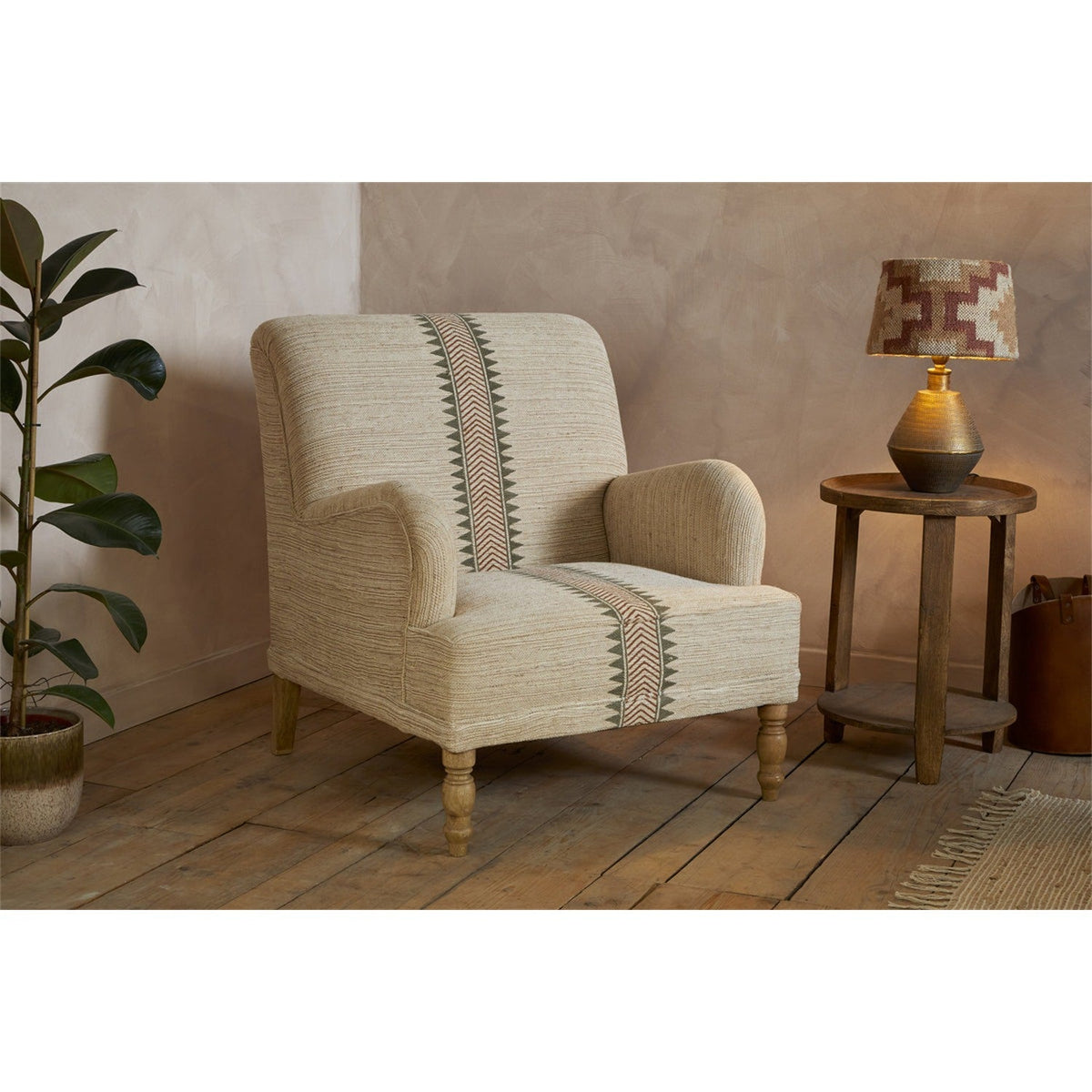 Zairya Jute & Cotton Armchair - Natural & Rust