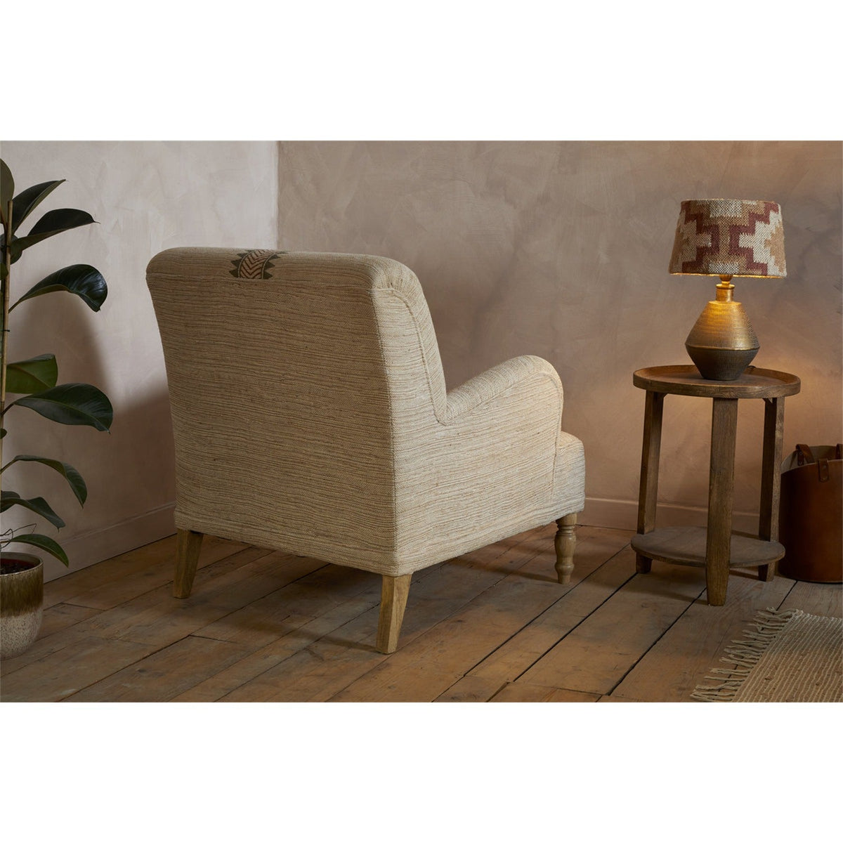 Zairya Jute & Cotton Armchair - Natural & Rust