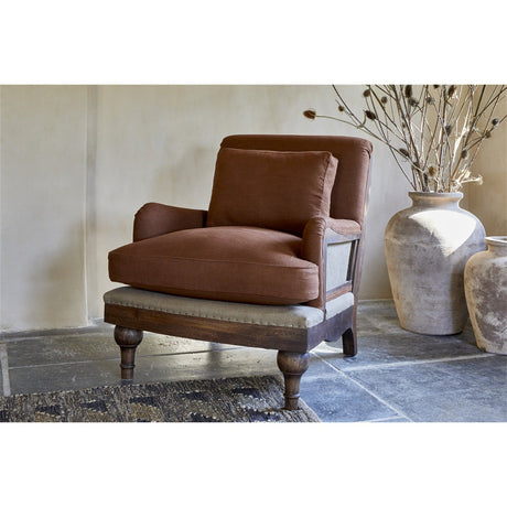 Abe Deconstructed Linen Armchair - Rust