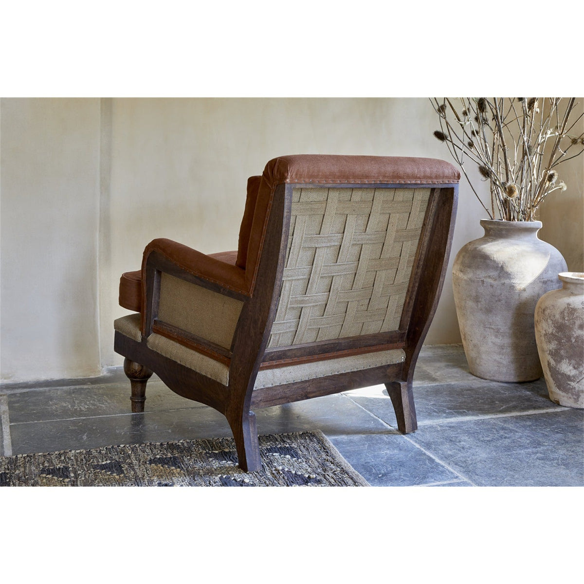 Abe Deconstructed Linen Armchair - Rust