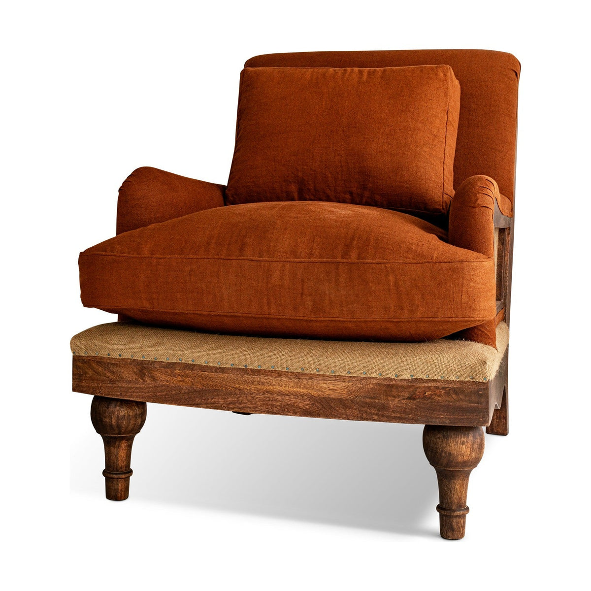 Abe Deconstructed Linen Armchair - Rust