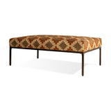 Valin Kilim Upholstered Ottoman - Rust