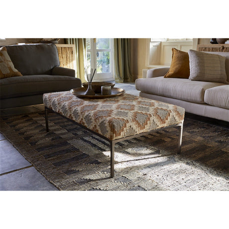 Sirmorne Kilim Upholstered Ottoman - Rust
