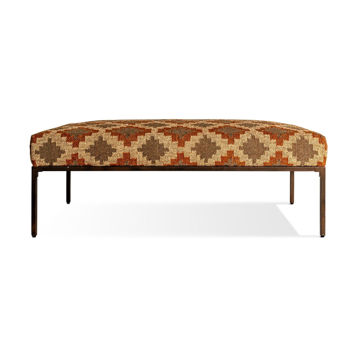Valin Kilim Upholstered Ottoman - Rust