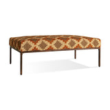 Valin Kilim Upholstered Ottoman - Rust