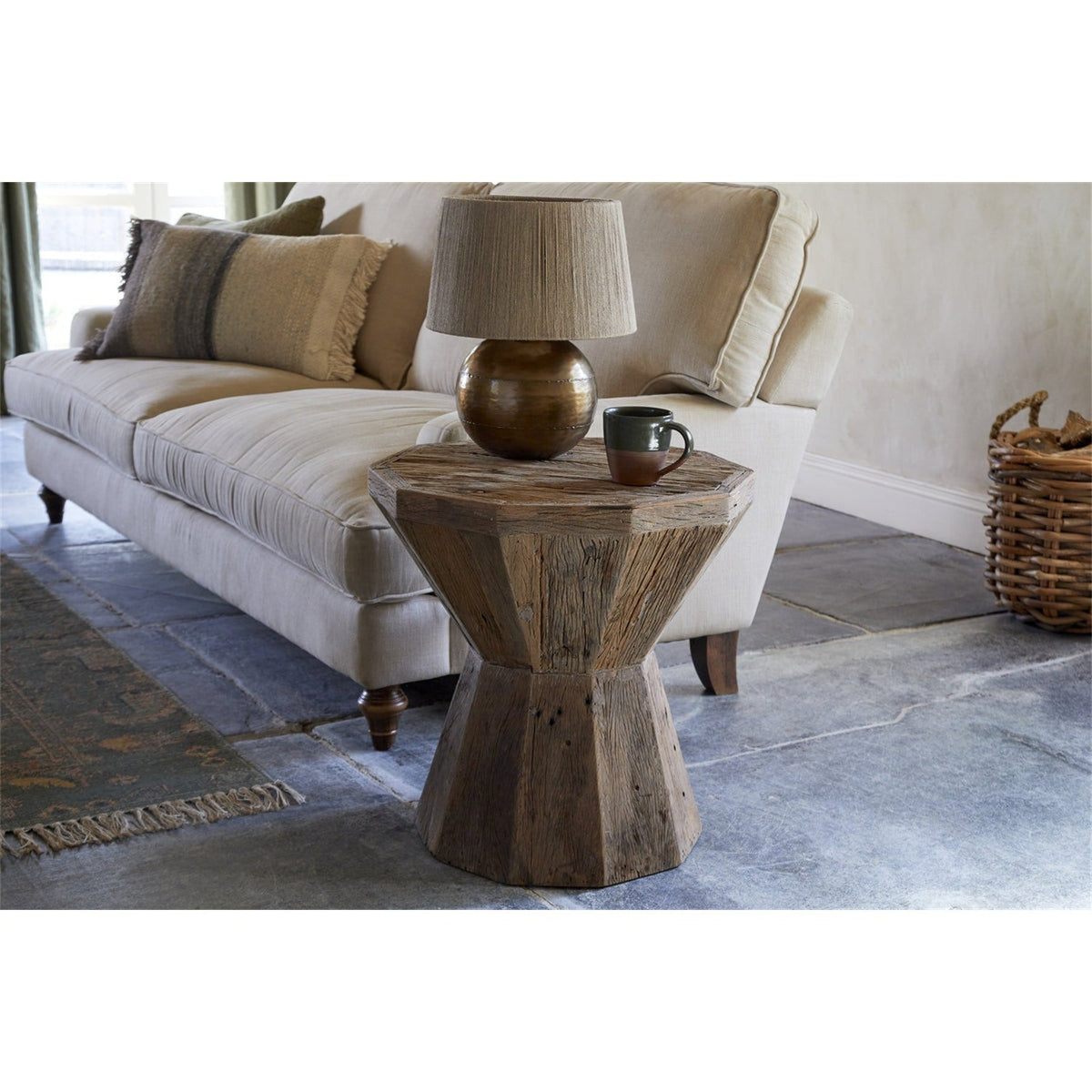 Juhi Octagonal Reclaimed Wood Side Table - Natural