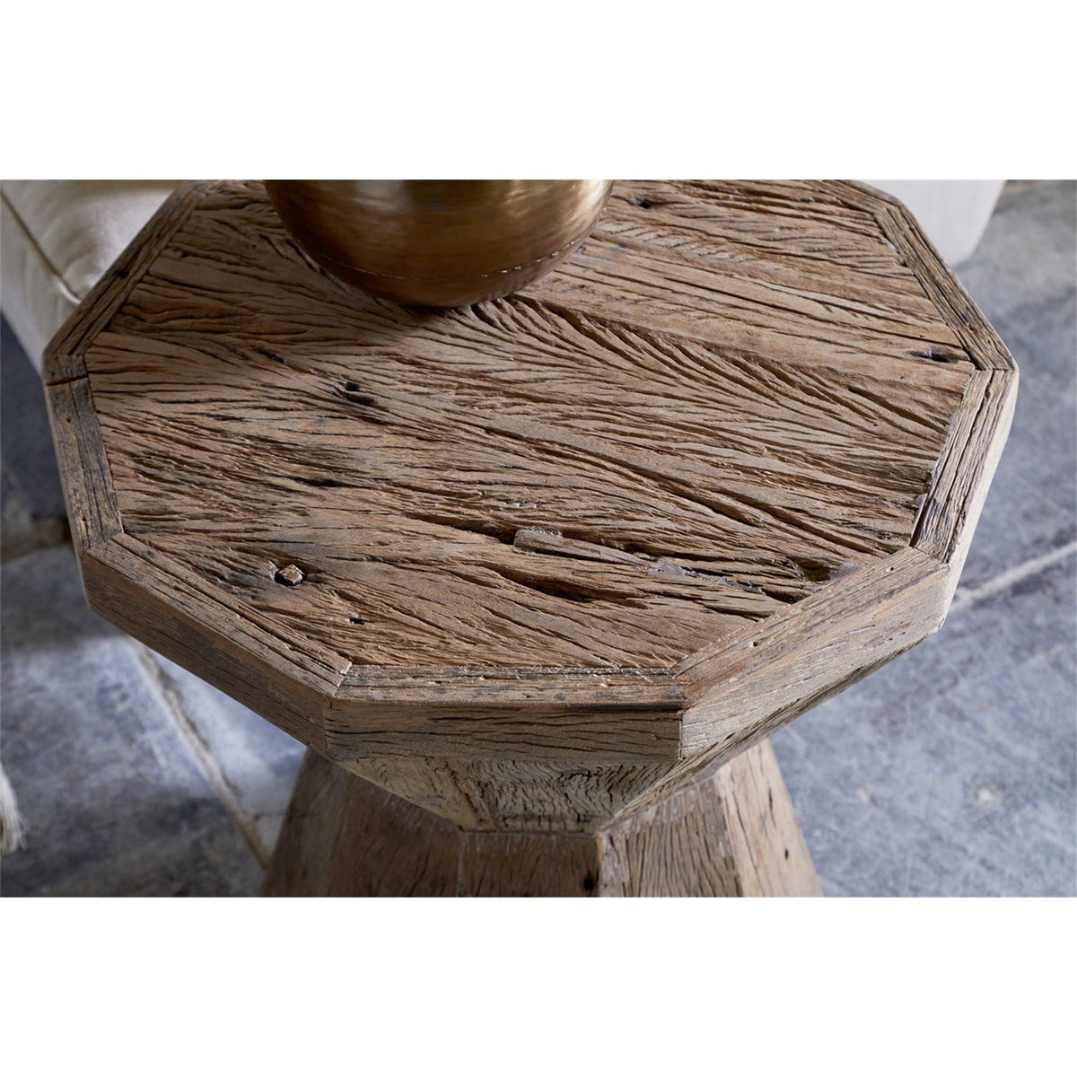 Juhi Octagonal Reclaimed Wood Side Table - Natural