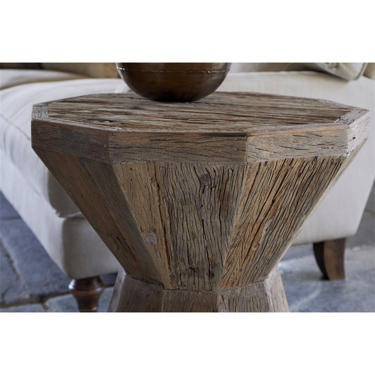 Juhi Octagonal Reclaimed Wood Side Table - Natural