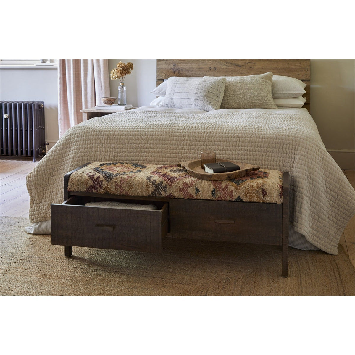 Barir Mango Wood Storage Bench - Chocolate Brown