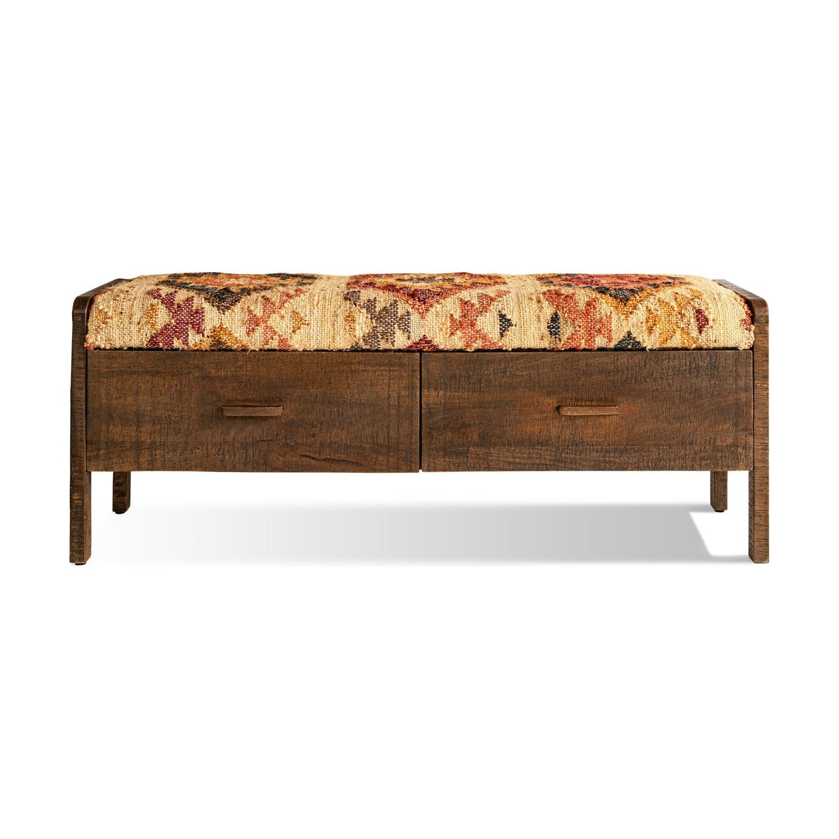 Barir Mango Wood Storage Bench - Chocolate Brown
