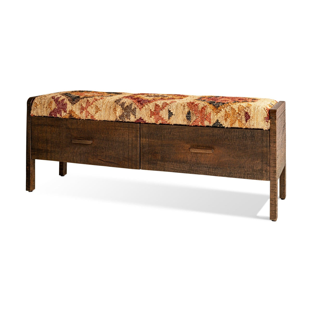 Barir Mango Wood Storage Bench - Chocolate Brown