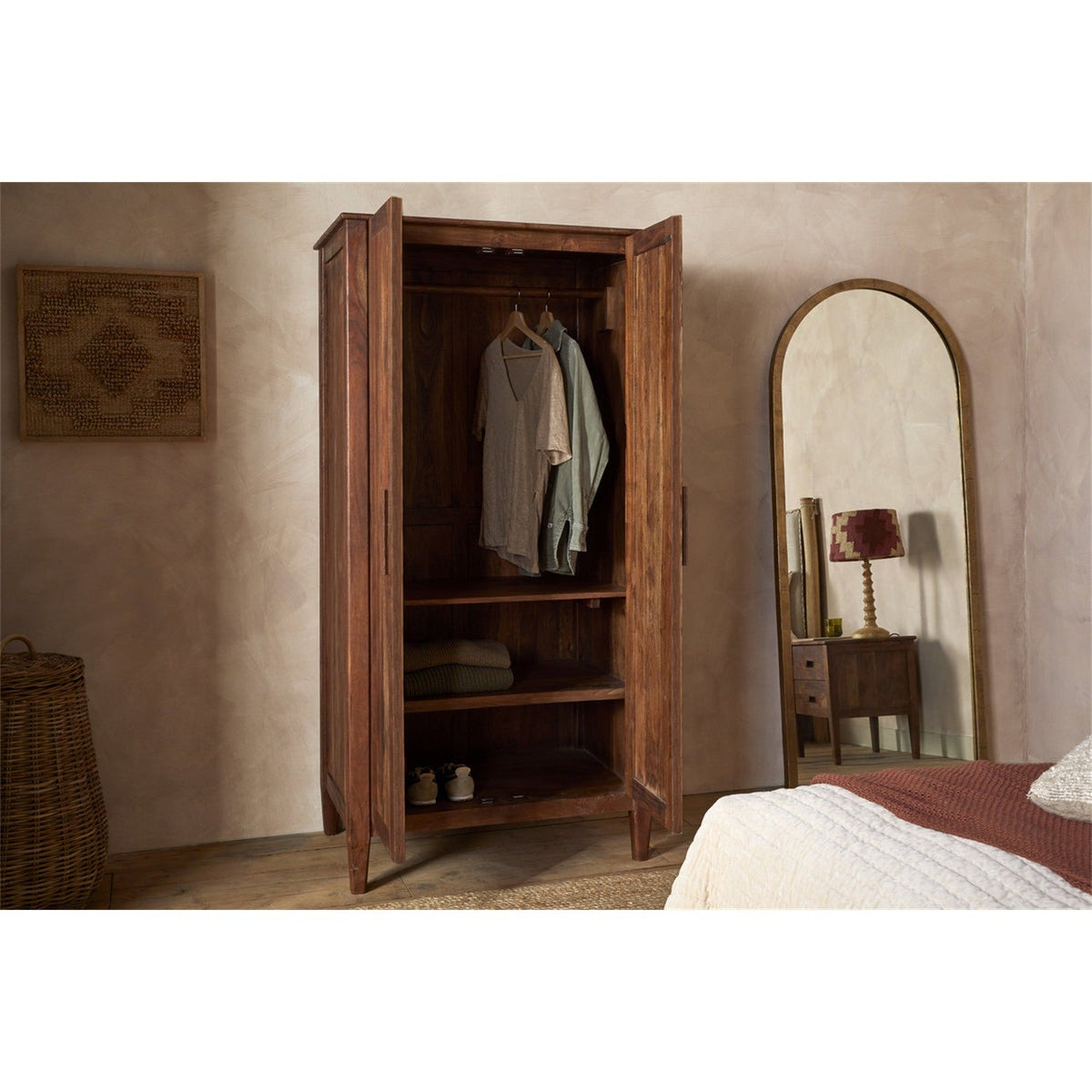 Anbu Acacia Wardrobe - Washed Walnut