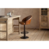 Lal Leather Swivel Counter Stool - Aged Tan