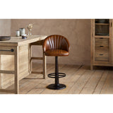 Lal Leather Swivel Counter Stool - Aged Tan