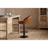 Lal Leather Swivel Counter Stool - Aged Tan