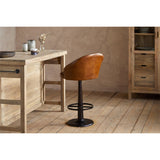 Lal Leather Swivel Counter Stool - Aged Tan