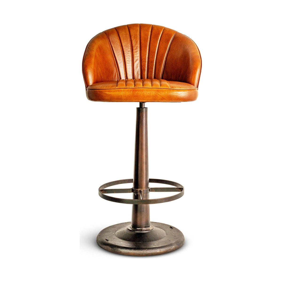 Lal Leather Swivel Counter Stool - Aged Tan