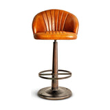 Lal Leather Swivel Counter Stool - Aged Tan