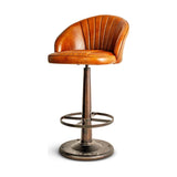 Lal Leather Swivel Counter Stool - Aged Tan