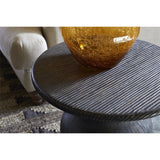 Vivan Grooved Mango Wood Side Table - Charcoal