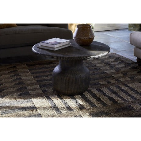 Vivan Grooved Mango Wood Coffee Table - Charcoal