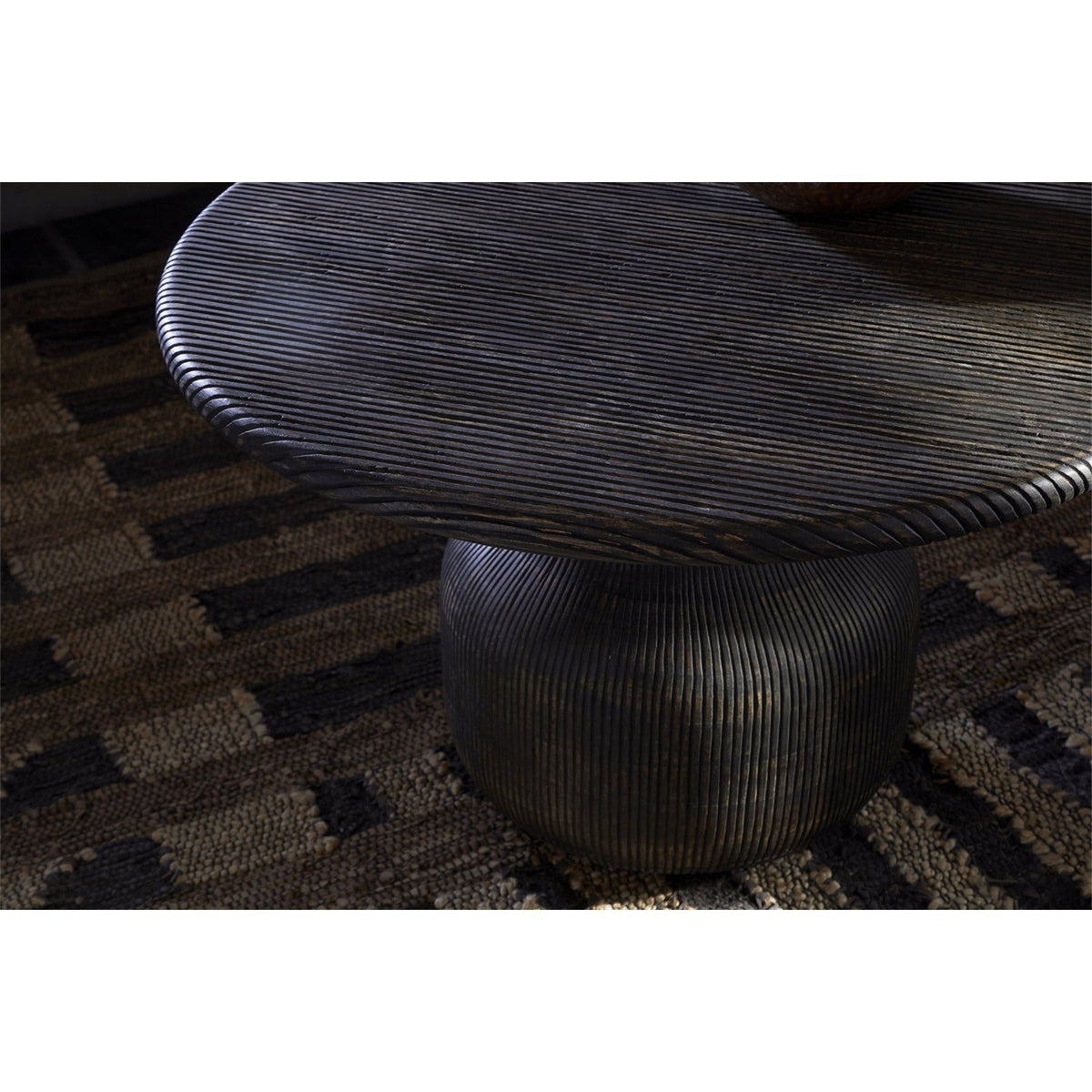 Vivan Grooved Mango Wood Coffee Table - Charcoal